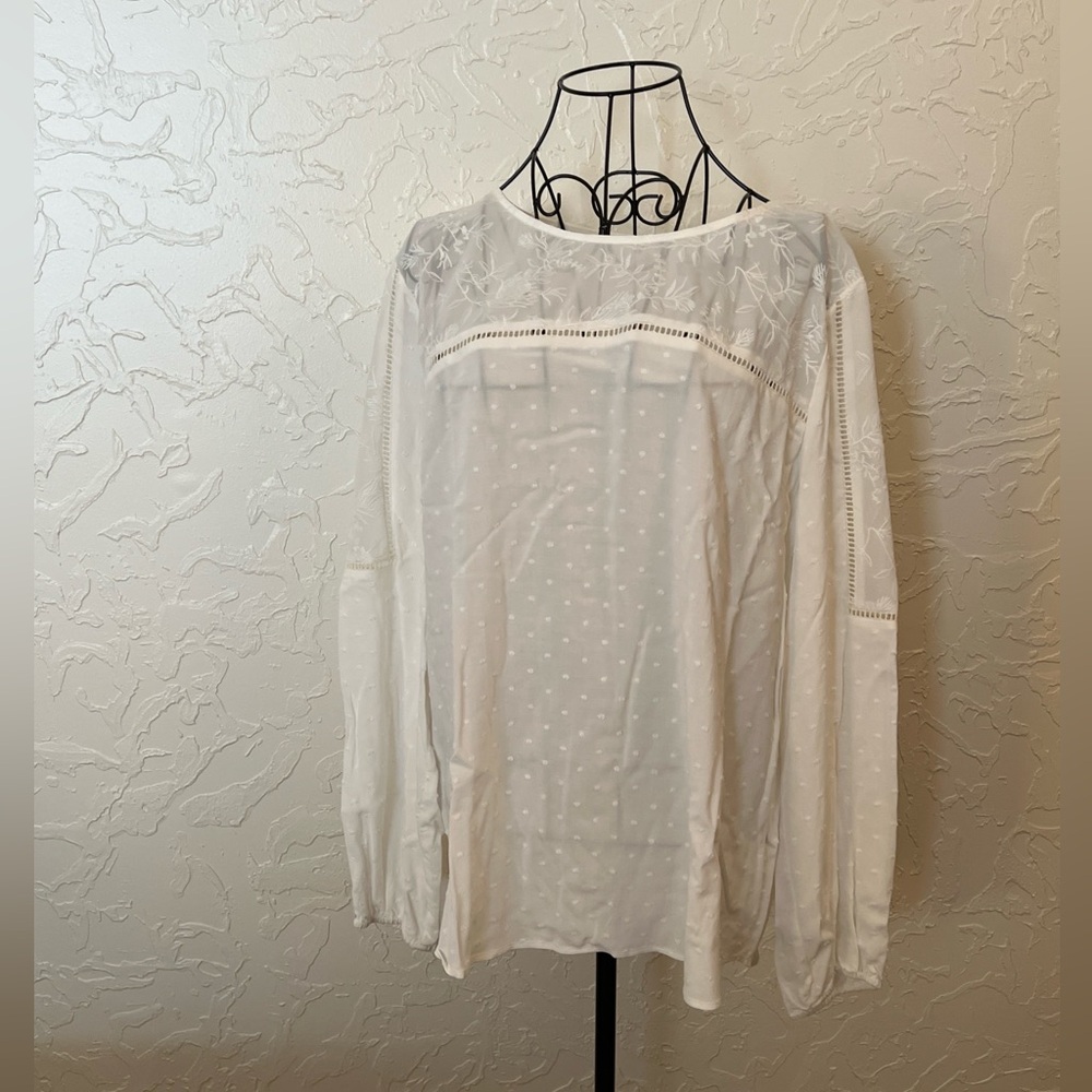 NWT LOFT Long Sleeve Top with Embroidery